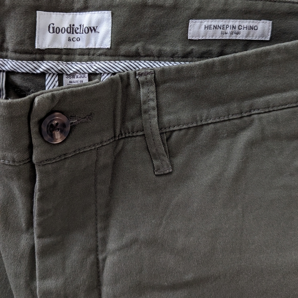 🥳3 for $20🥳 Goodfellow & Co Men's Classic Slim Green Chinos - Picture 3 of 6